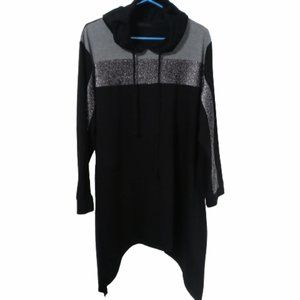 Shein Curve 2XL Sweater Dress Top Hoodie Black & Gray Colorblock Plus Size Shirt